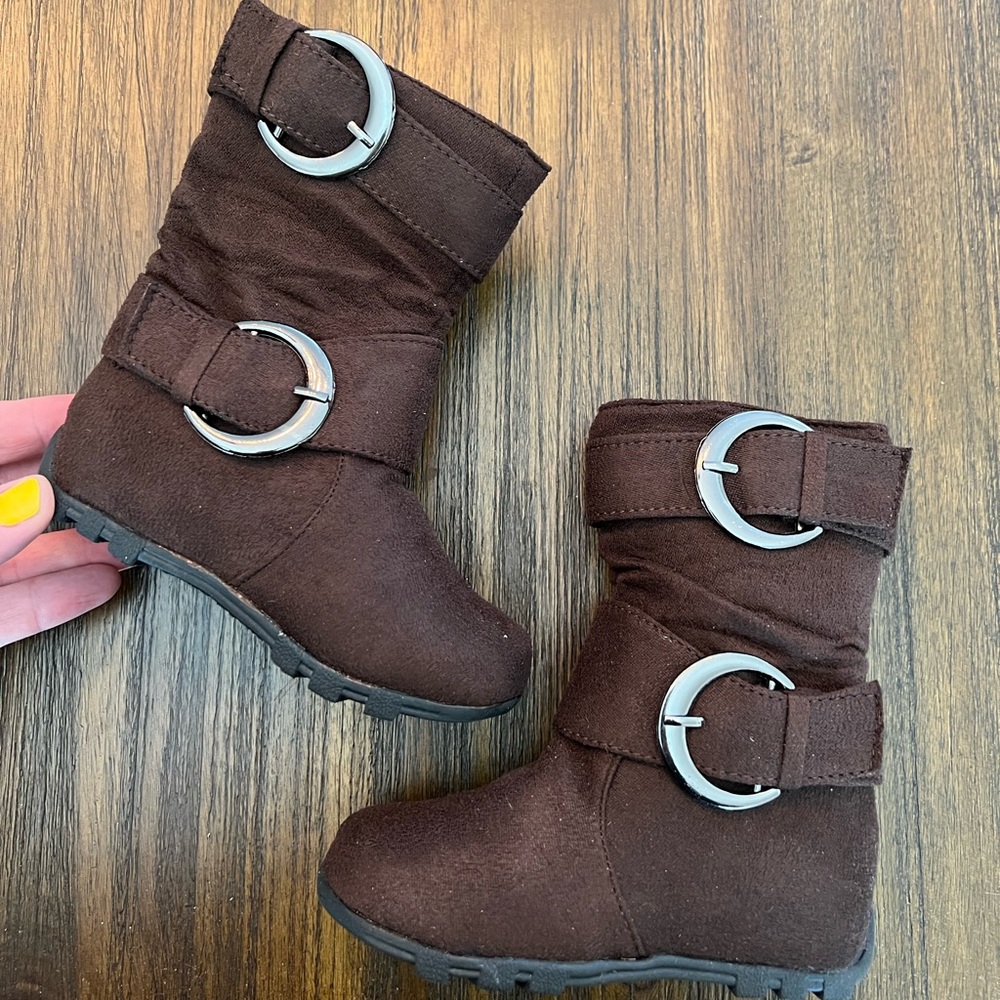 BABY GIRL TODDLER ANKLE BOOTS BOOTIES BROWN BUCKLE CUTE FASHION NEW
